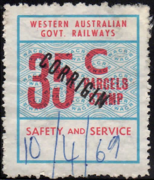 Australia WAGR Railway Parcel Stamps Fifth Series Stations CORRIGIN